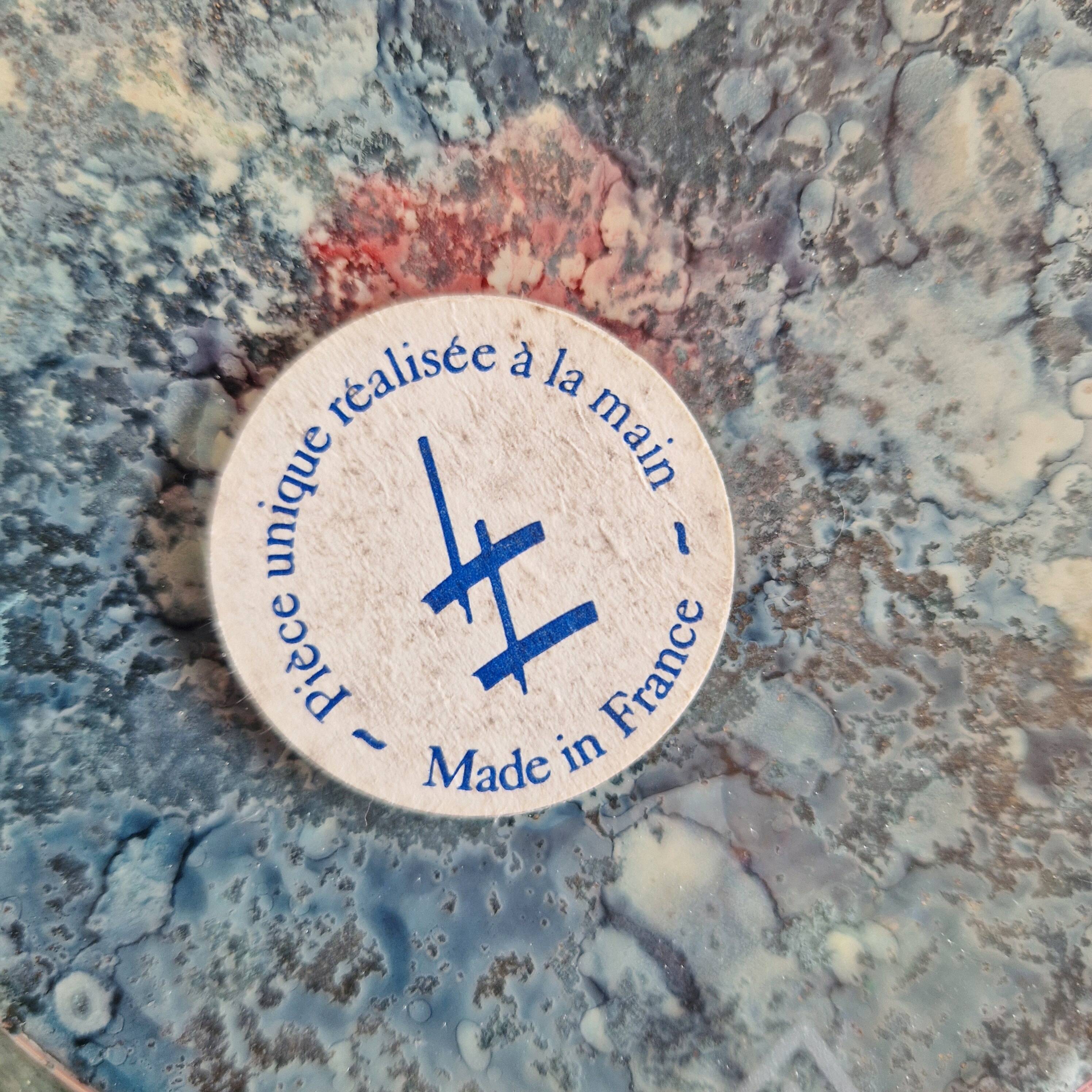 Laque line vase in églomisé glass, unique piece, handmade in france