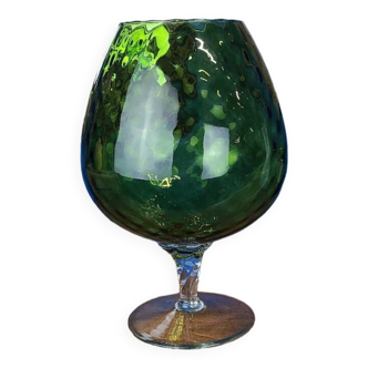 Green vase, in vintage polished glass