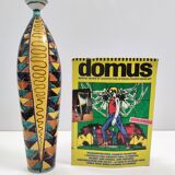 Vintage Multicolored Lacquered Ceramic Vase with Geometric Patterns, Italy