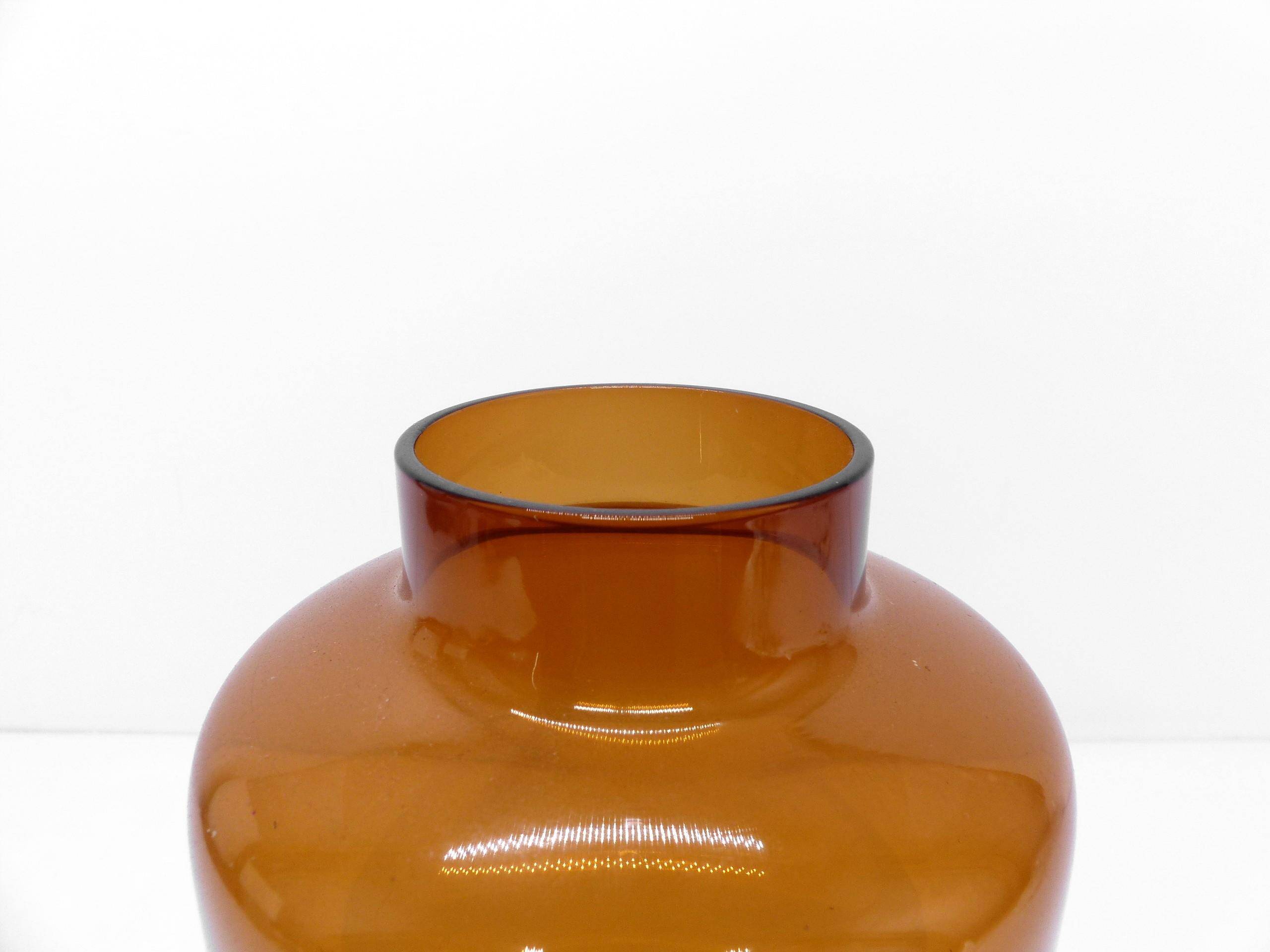 Hans-Agne Jakobsson Markaryd L 10232 Amber Glass Candle Holder 1960