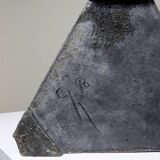 Large triangular raku box, handcrafted, signed, vintage 90s