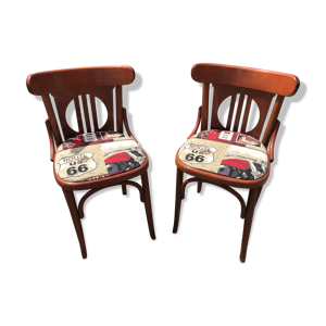 Paire chaise bois courbé + assise