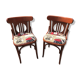 Pair of vintage bentwood chair + route 66 fabric seat