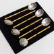 Two-Tone Gucci Bamboo Spoons Set - Gold-Plated Handles, Silver Bowls, Vintage 1970s Mid-Century Design