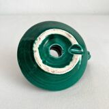 Vintage green ceramic candle holder with twisted handle