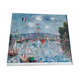 Lithographie Charles Polliaci port de Honfleur frégate 1979 dédicace