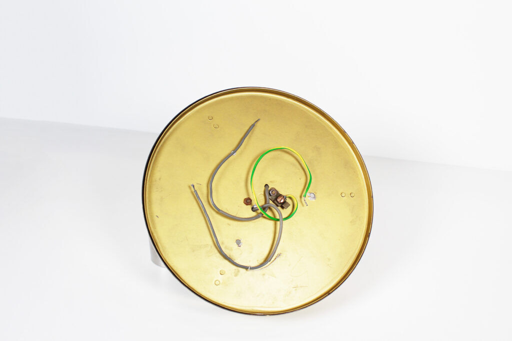 Single vintage brass ceiling light with glass globe