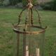 Antique glass and brass lantern pendant light, 3 lights