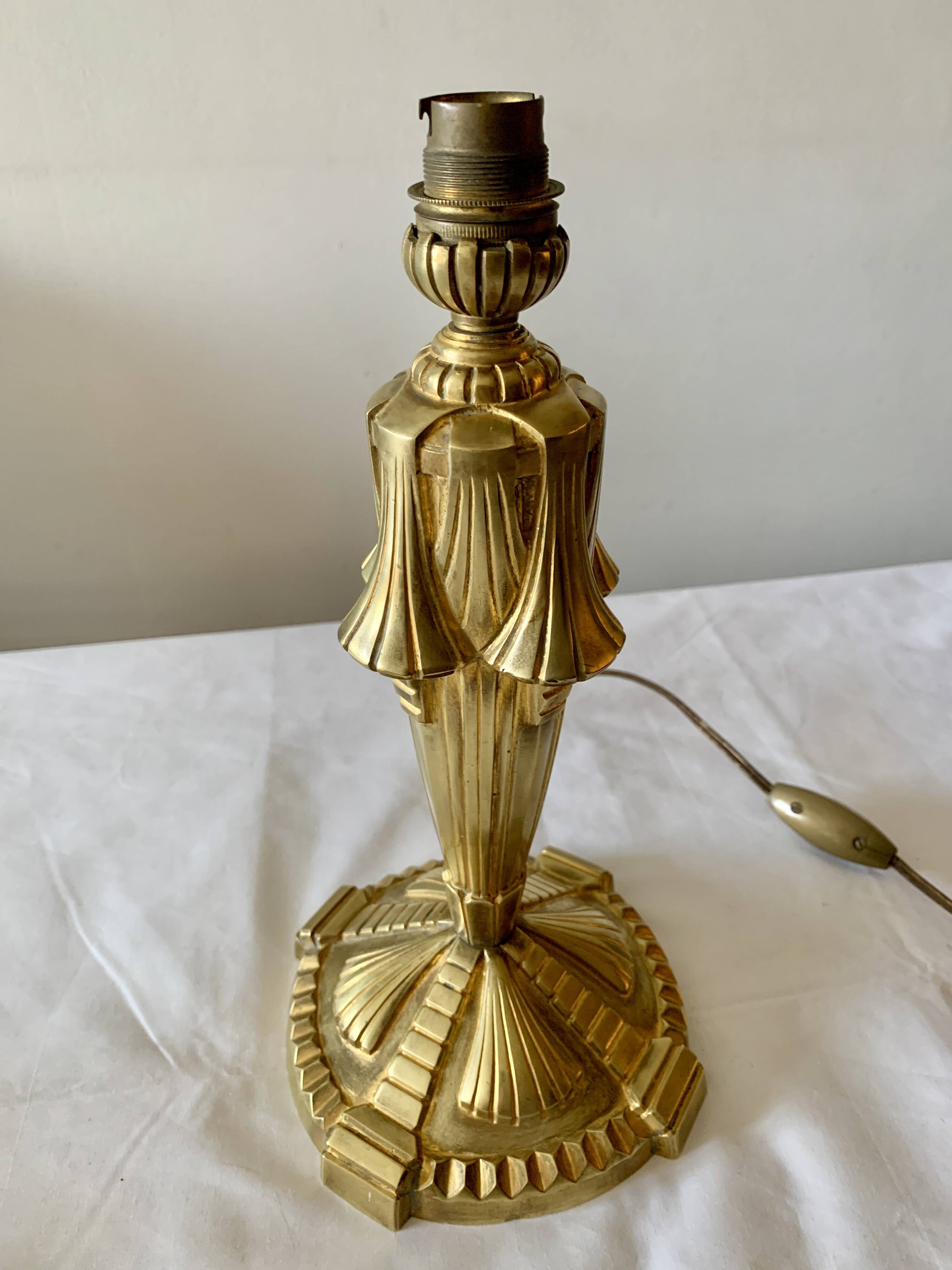 Art Deco gilded bronze lamp base.