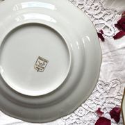 6 deep plates white porcelain with gold decoration Sologne Lamotte