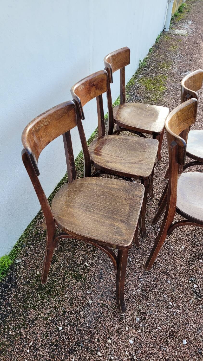 Series of 6 vintage restaurant bistro chairs - 1950s