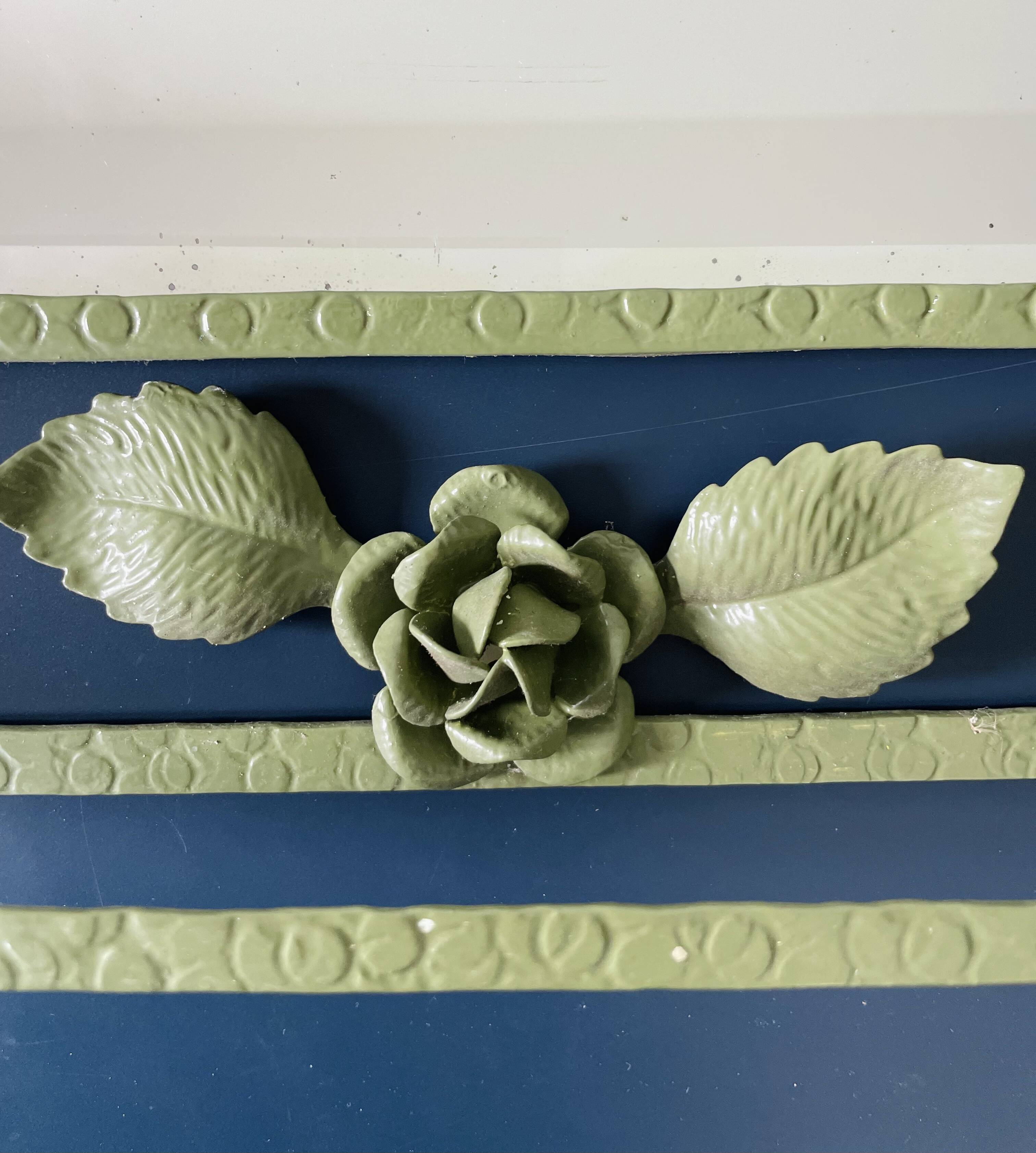 Vintage 1950s Mid Century Khaki Mirror Coat Rack