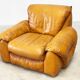 Ensemble de deux chaises longues en cuir cognac italien