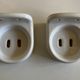 Pair of white porcelain bathroom shelves 1950