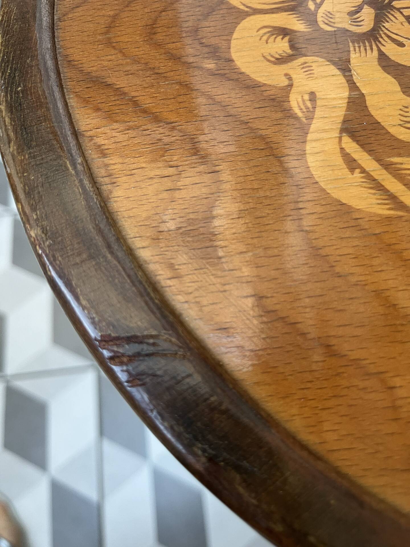 Tabouret haut de bar 1900 bois courbé« Marguerites »
