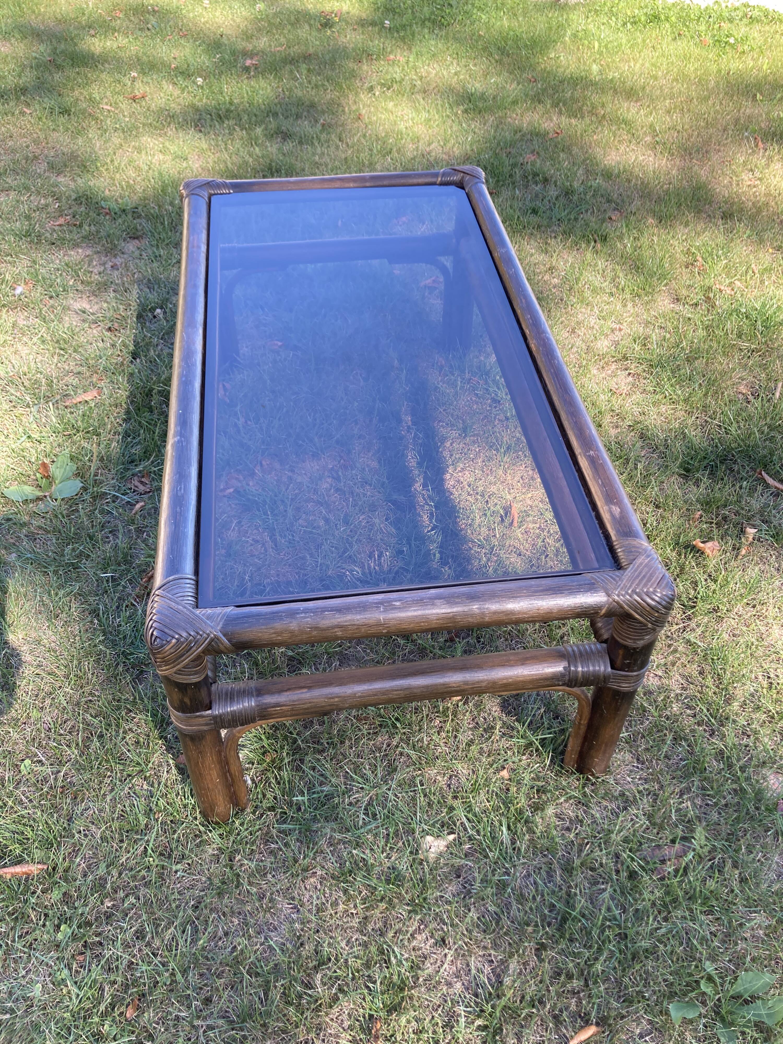Rattan and bamboo coffee table