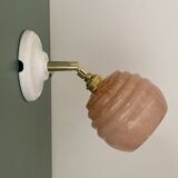 Vintage globe wall light in pink Clichy glass