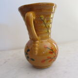 Vase céramique jaune avec motifs années 70