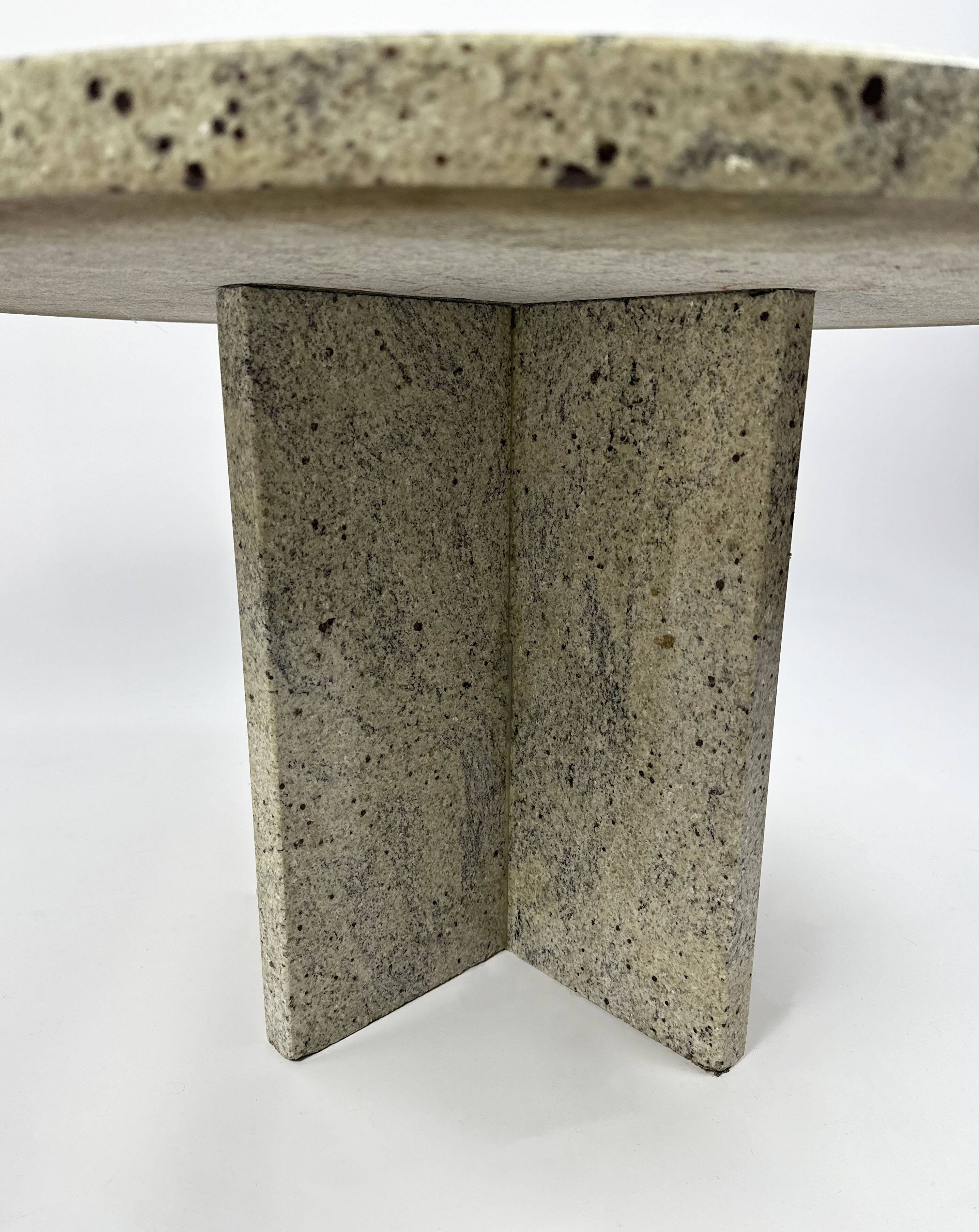 Vintage 1970s Round White Granite Coffee Table