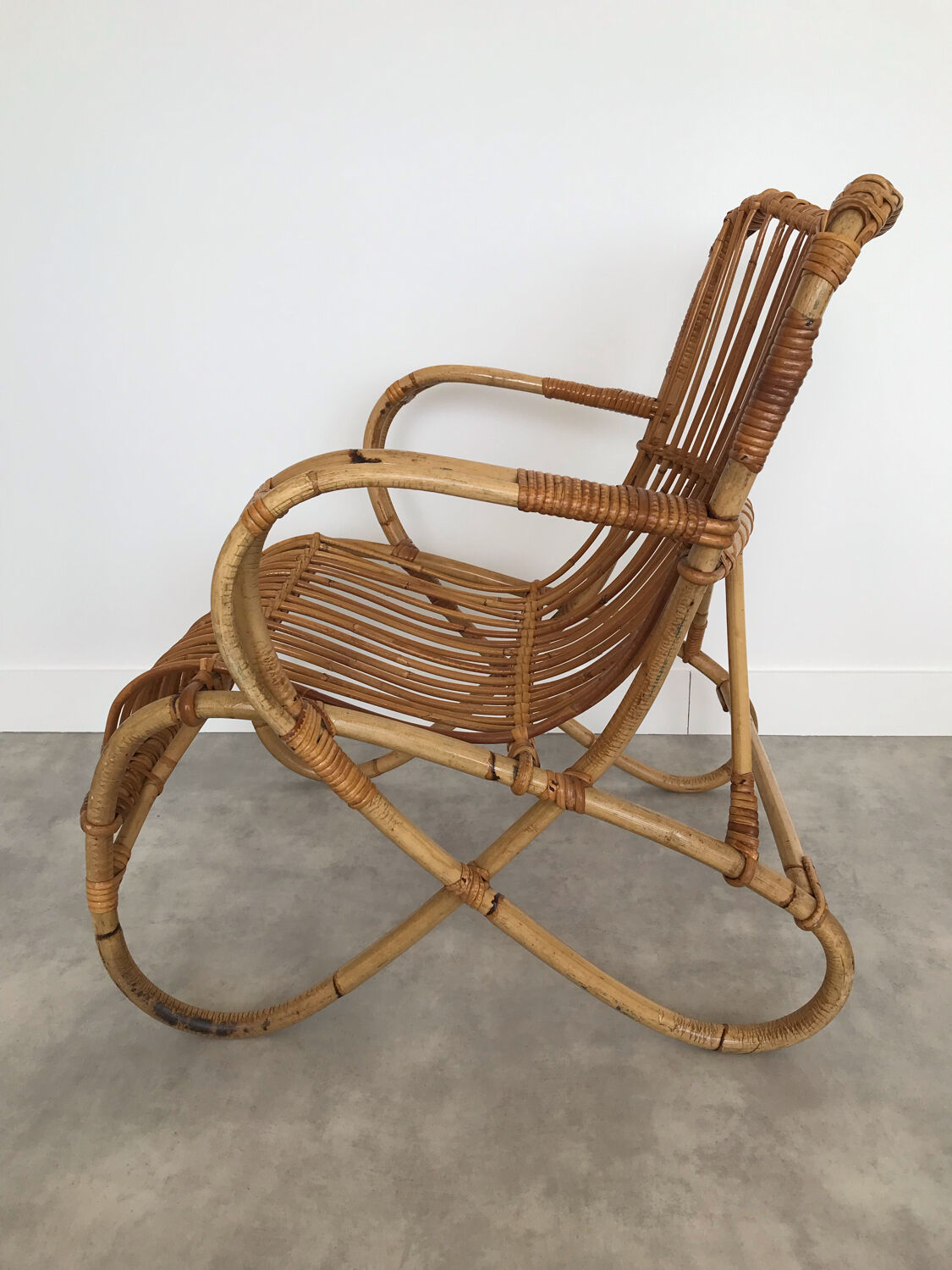 Pair of vintage rattan armchairs