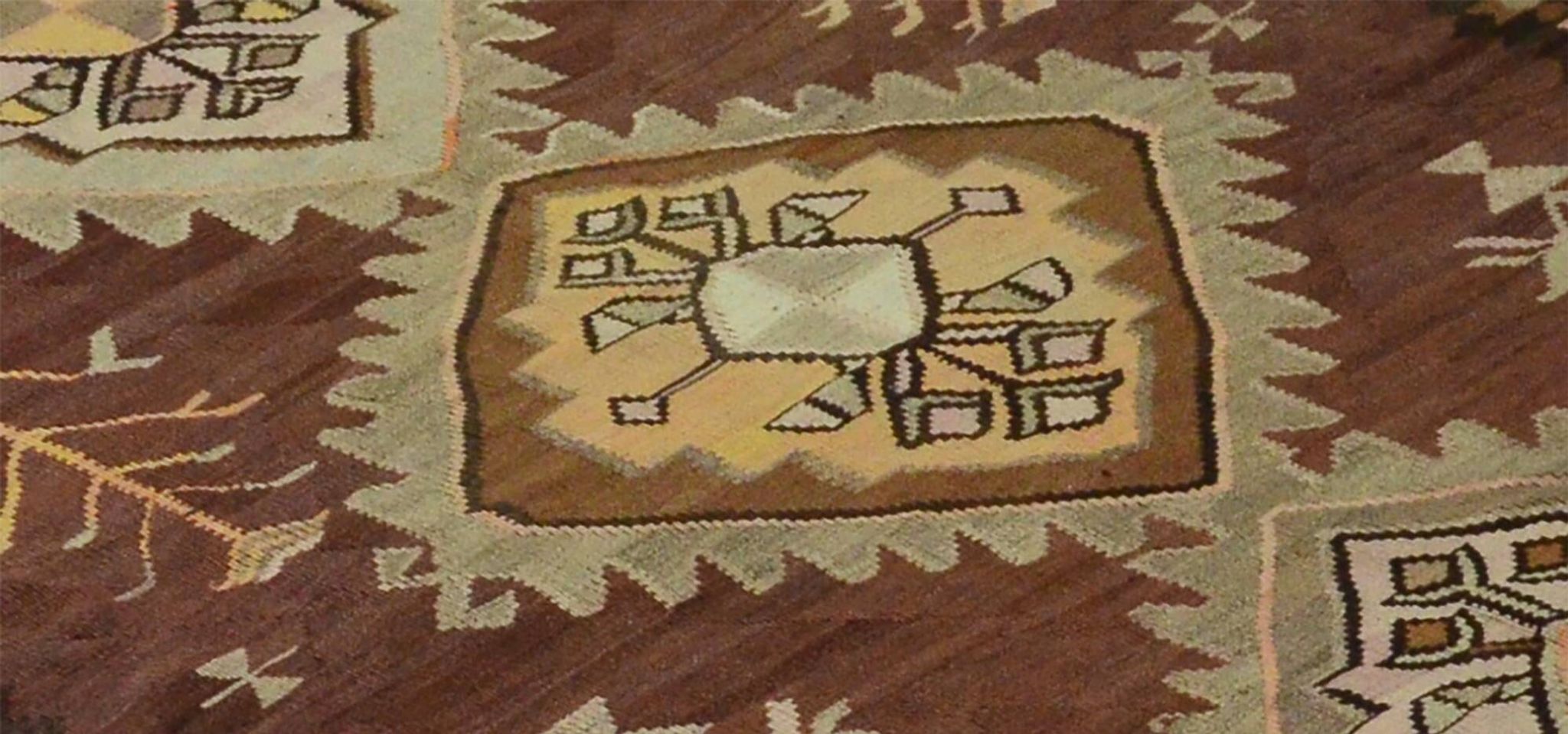 Grand Turkish Kilim Yoruk Vintage 174x435 cm Geometric Handwoven