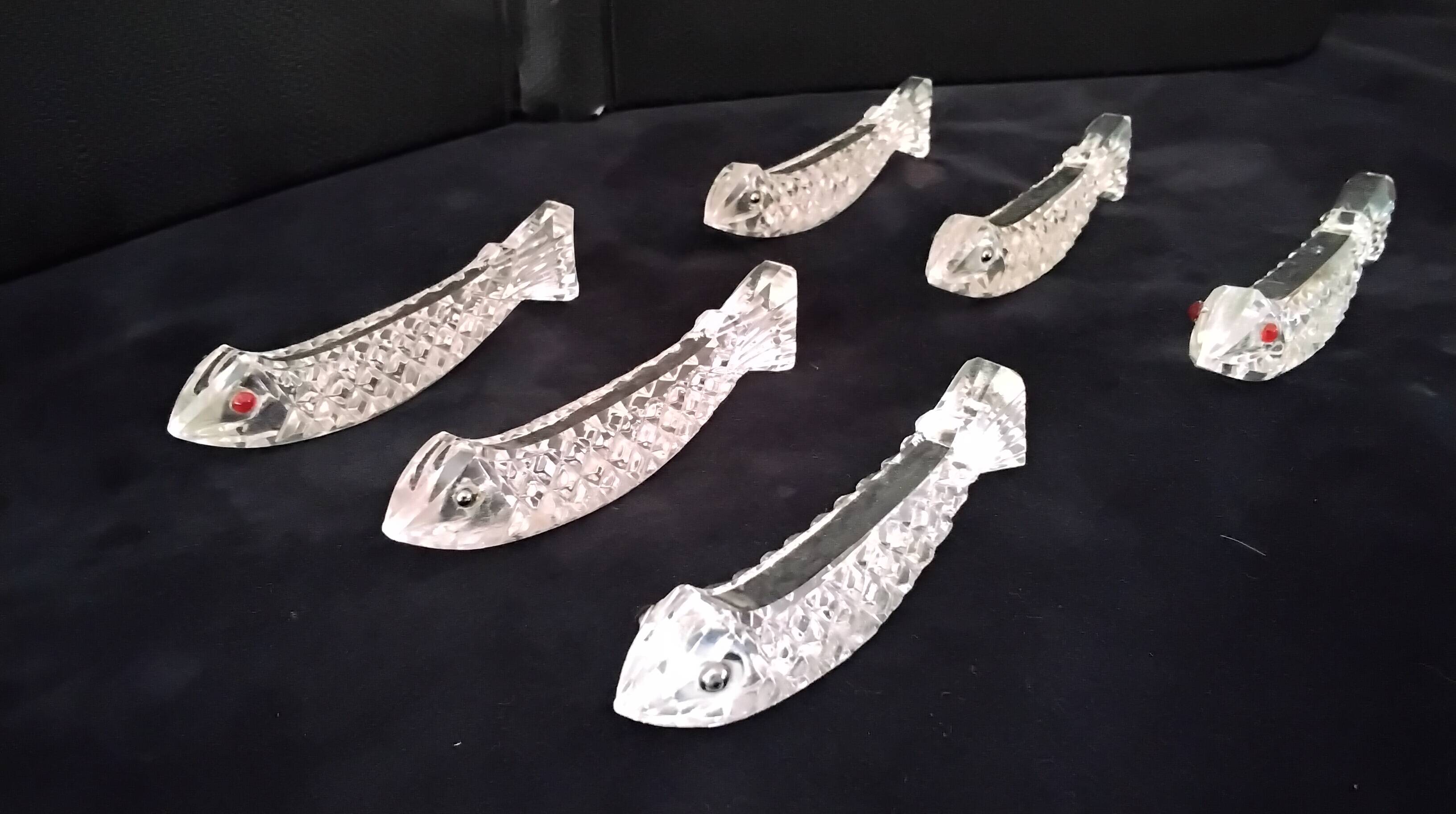6 zoomorphic crystal knife rests