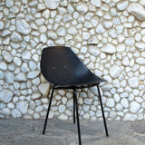 Black shell chair Pierre Guariche for Meurop 1960s