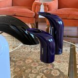 Ensemble de 2 vases en céramique bleus de l'ère spatiale, Italie vers 1970