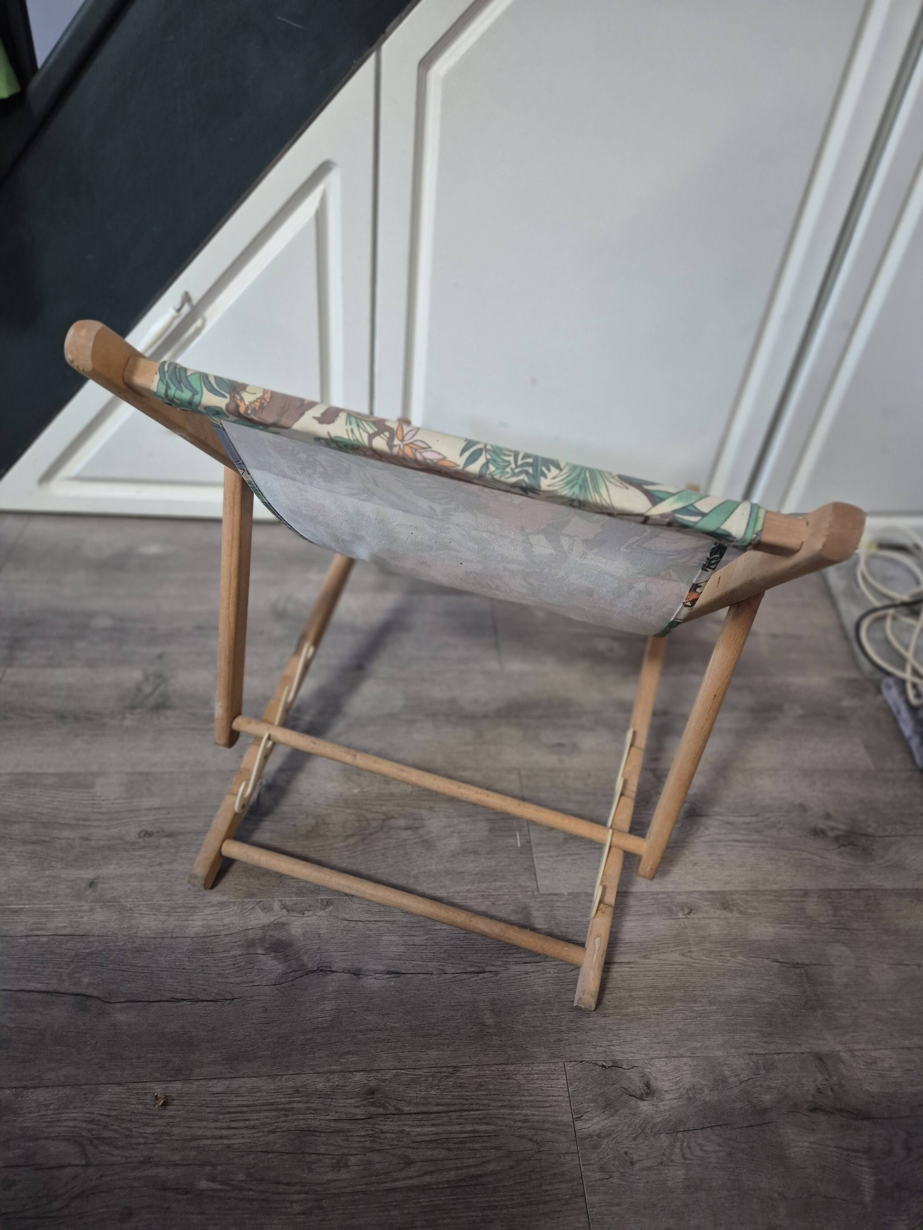 children's deck chair jungle lion fabric