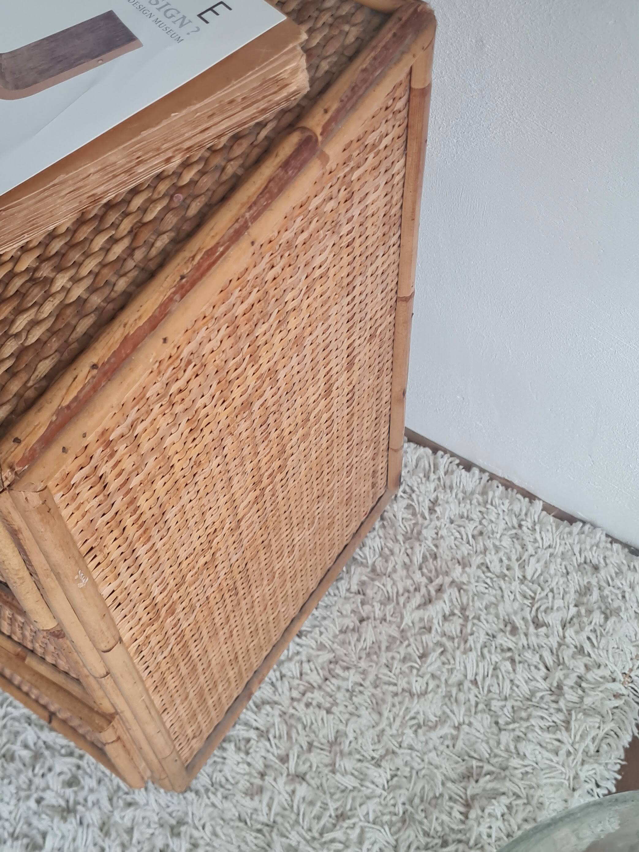 Pair of rattan bedside tables circa the 1970s.