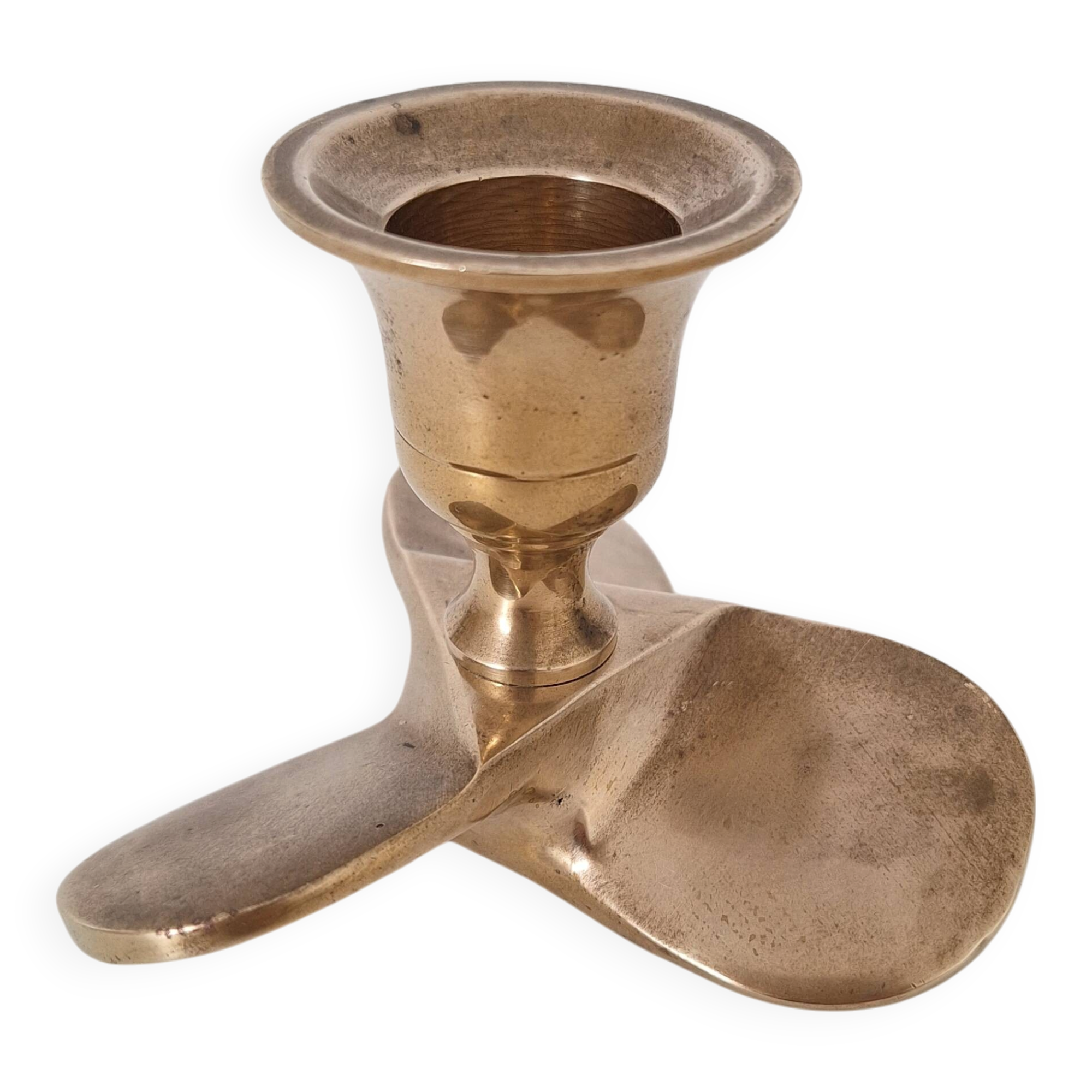 Solid brass propeller candlestick