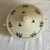 French Digoin Sarreguemines Soup Tureen Blue Flowers Made in France Earthenware