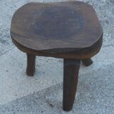 three-legged milking stool made of olive tree folk art