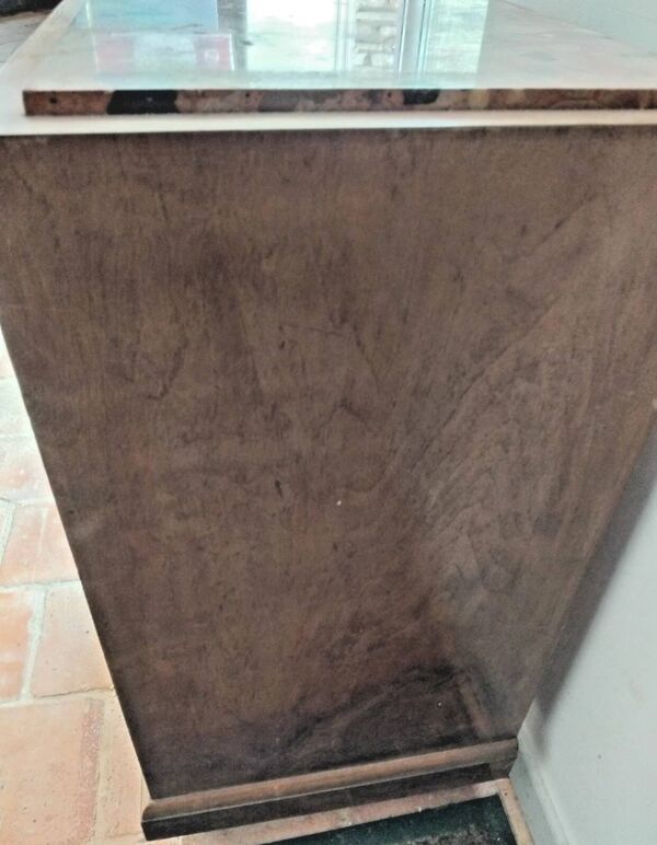Ancienne Table De Nuit En Bois Avec Plaque De Marbre Vintage