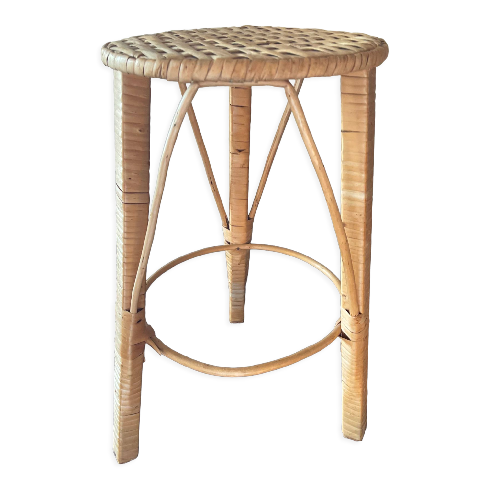Vintage rattan and wicker plant holder