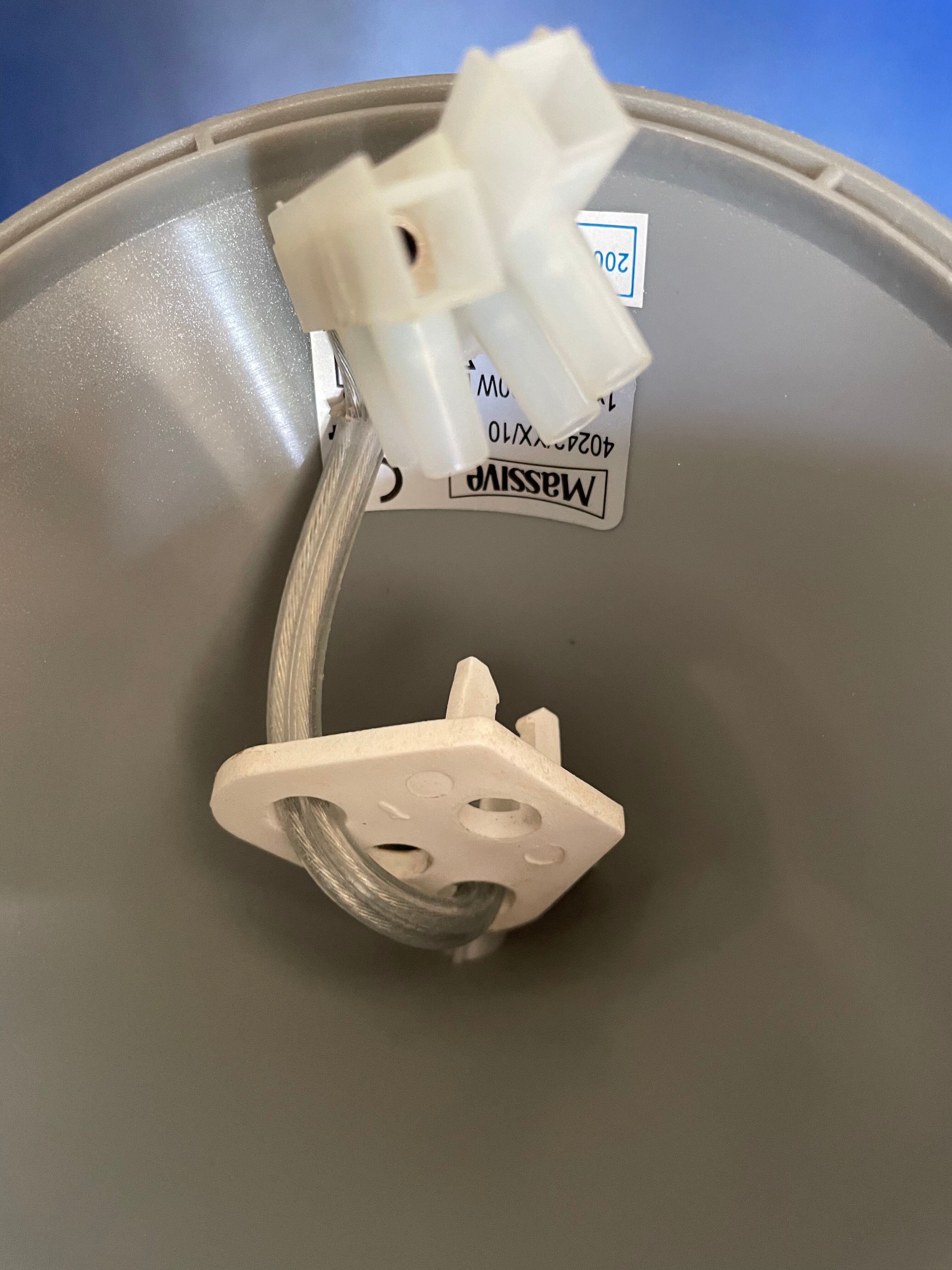 Vintage pendant lamp in blue opaline