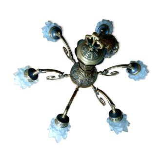 Six-light tulip chandelier