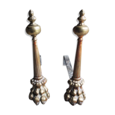 Old Cast Iron & Brass Chenets: Columns