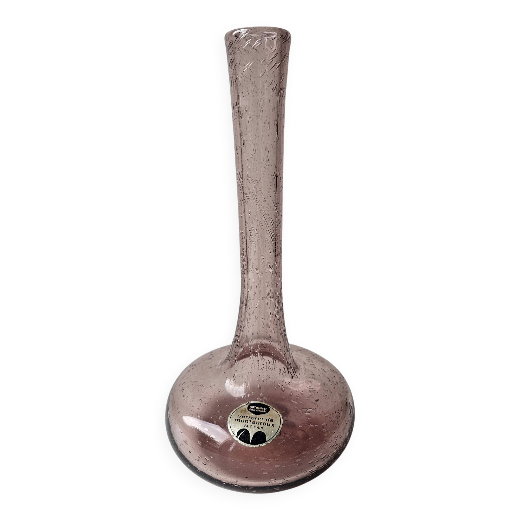 Vintage Bubble Glass Soliflore Vase Montauroux Height 2