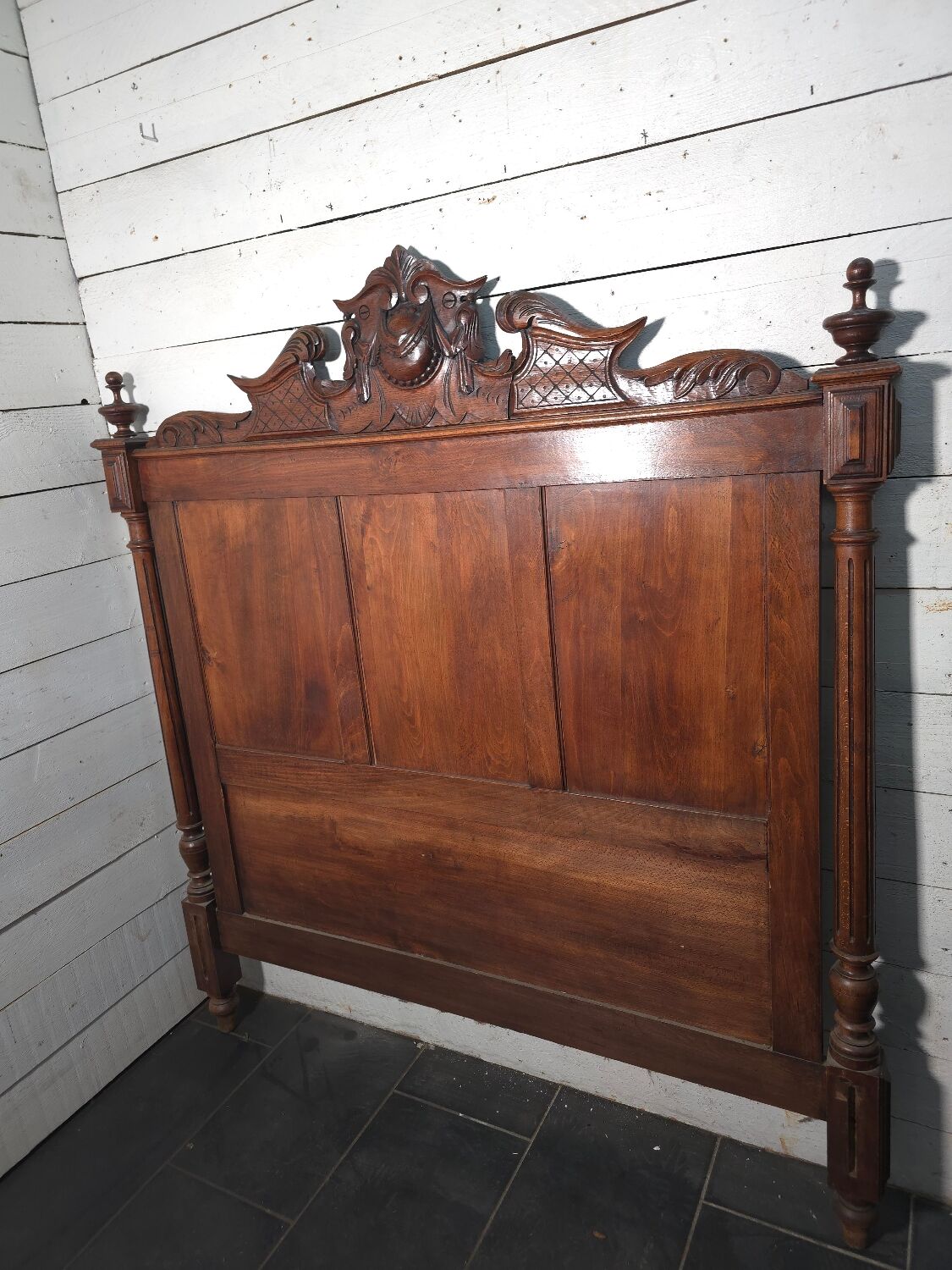 Carved beech headboard