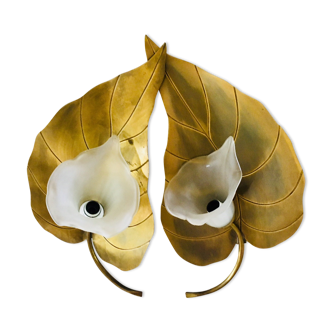 Two wall lamps golden foliage