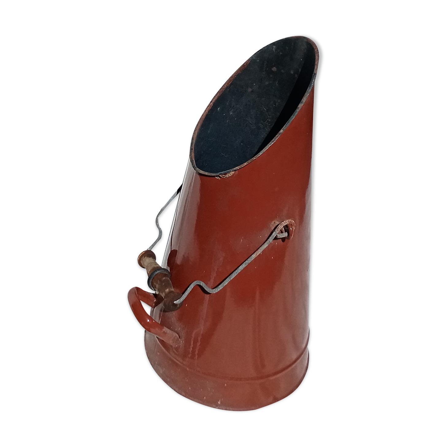 Charcoal bucket in brown enamel