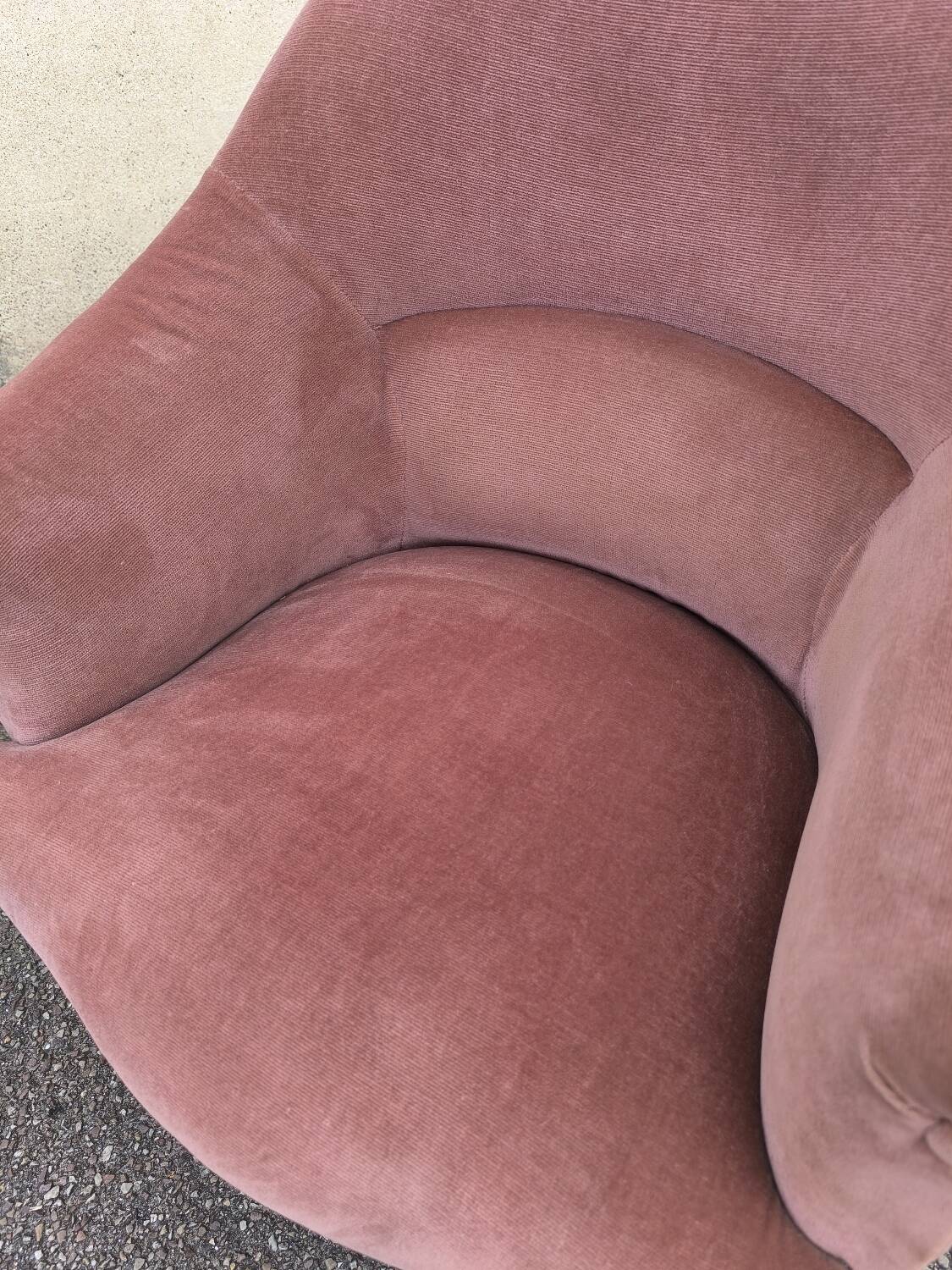 Pink velvet convertible armchair