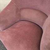 Pink velvet convertible armchair