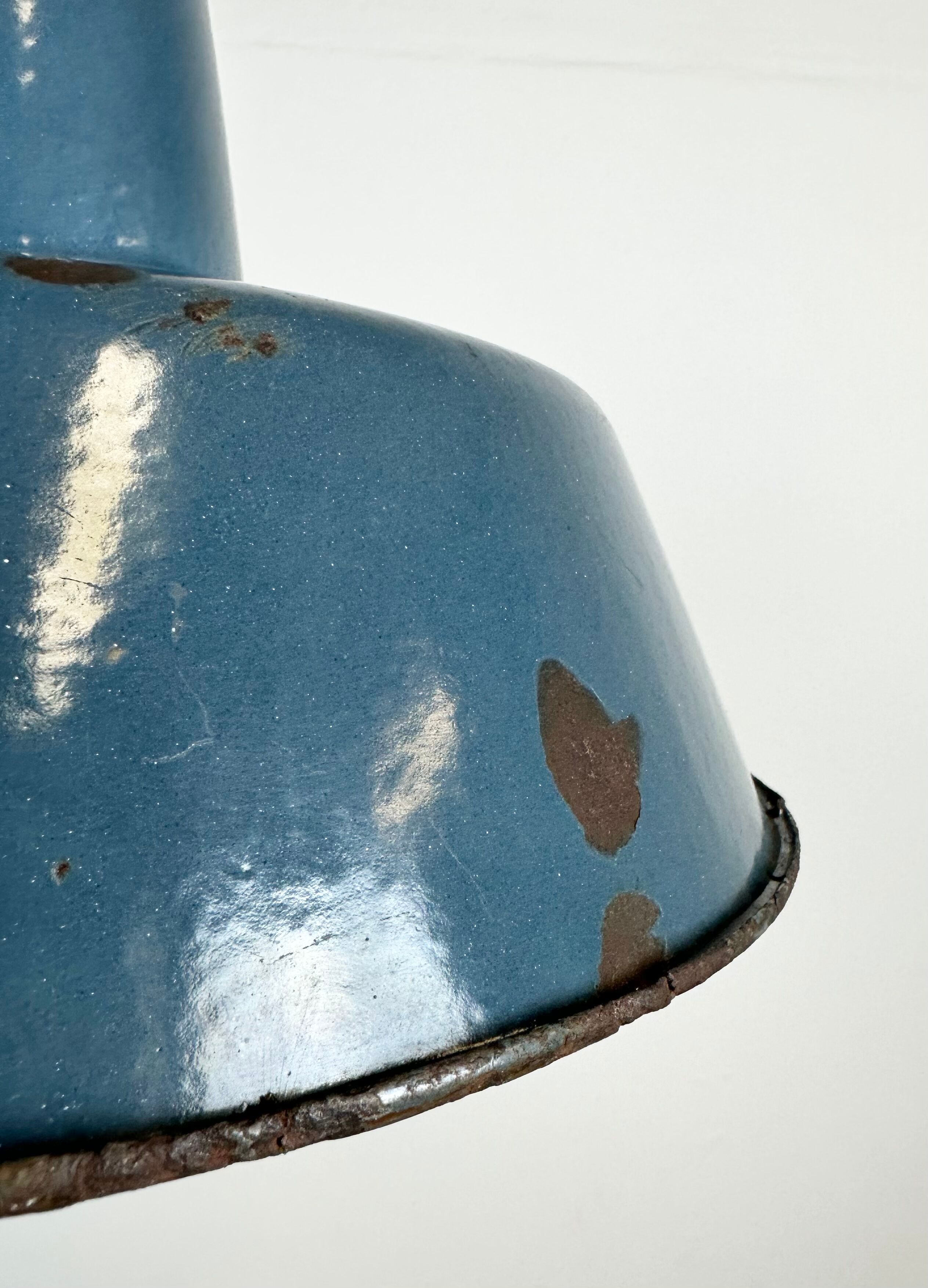 Small Industrial Blue Enamel Pendant Lamp, 1960s
