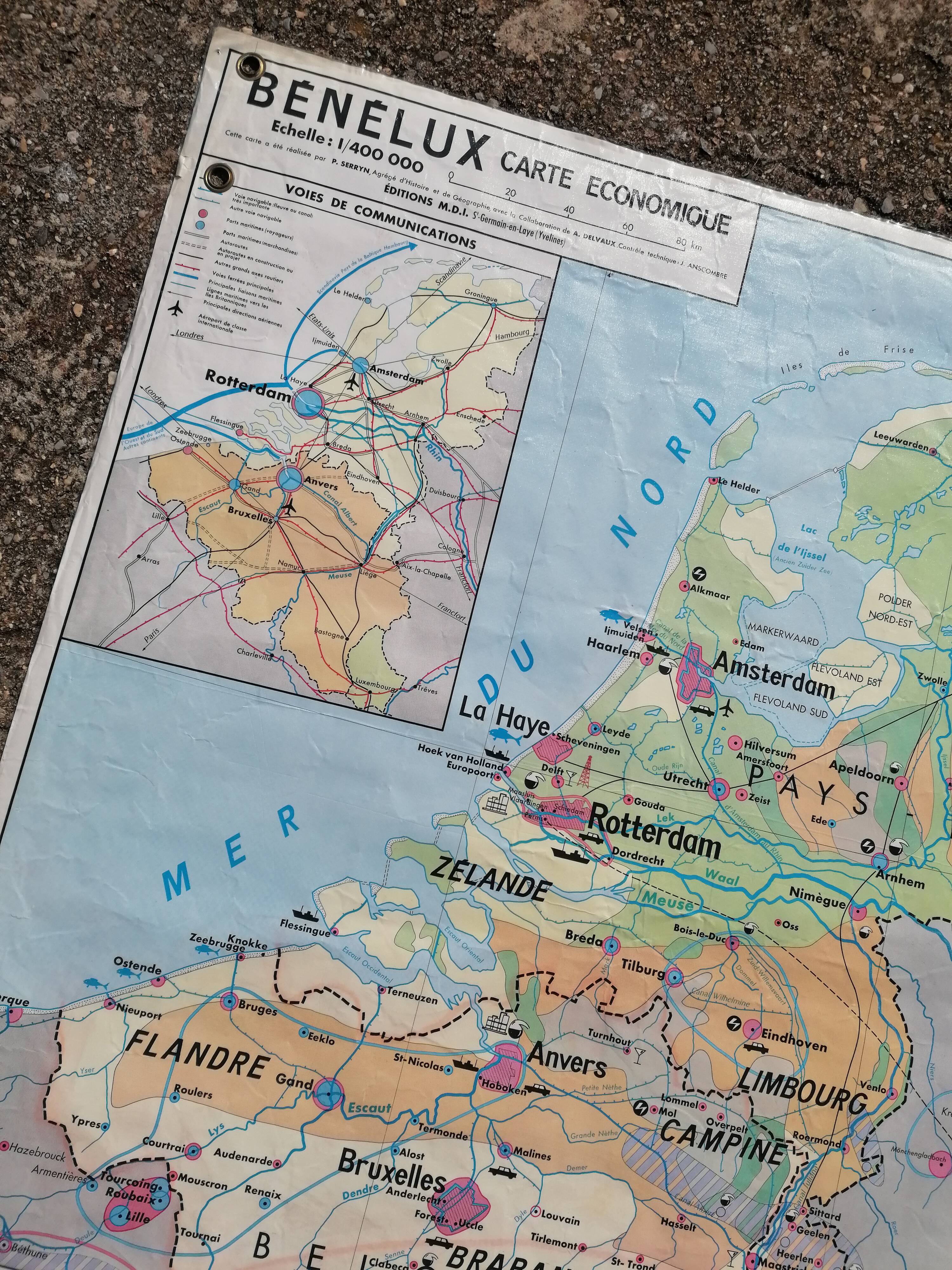 Old vintage British Isles /Benelux mdi map