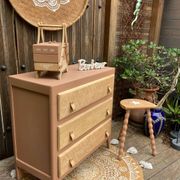 Beautifully restyled compact ethnic bohemian chest of drawers.