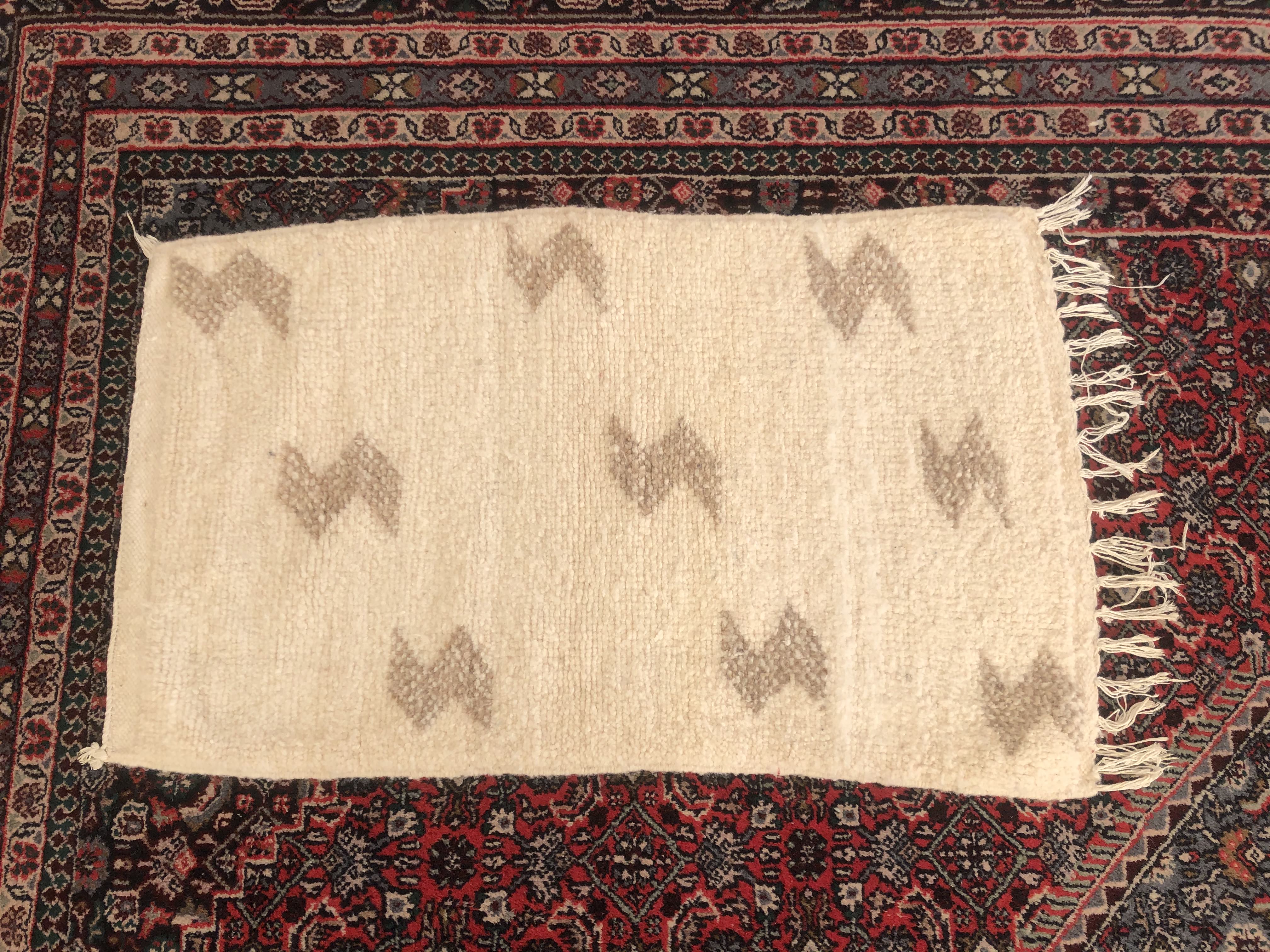 Beni ouarain blanc et beige 64x106cm