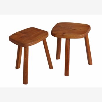 Pair of elm stools circa 1970