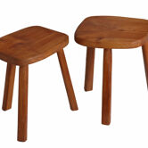 Paire de tabourets en orme  vers 1970